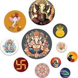 AROSHA Wooden Wall Hanging for Home Decor, Living Room, Bedroom, Office, Shri Ganesh Art Patterns, Pack of 11-image-32