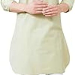Men Cotton Solid Spread Collar Curved Hem Side Slit Full Sleeve Pathani Kurta with Pyjama-0