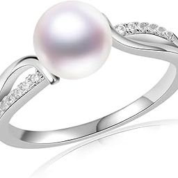 92.5 Sterling Silver Pure Pearl Ring with Pave Band, Pearl Edit Collection, Gift for Women and Girls, BIS hallmarked-image-17