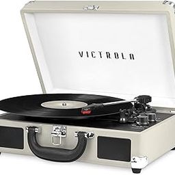 Victrola Vintage 3-Speed Bluetooth Portable Suitcase Record Player with Built-in Speakers | Upgraded Turntable Audio Sound| Includes Extra Stylus | Light Grey-31