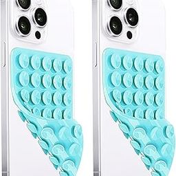 LvShuLiangPin 2 Pack Silicone Suction Cup Phone Case Mount Double Sided, Hands-Free Strong Grip Silicon Phone Holder, Non Slip Phone Accessories for Selfies and Videos (Lake Blue)-image-83