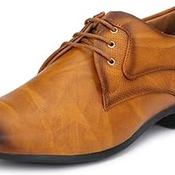 Designer Derby Napa Leatherette Tan Brown Lace-Ups Office Party Ethnic Wear Formal Shoes for Men (CLS6052-MC)-image-64