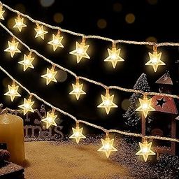 Gesto Serial String Star Lights for Decoration - 14 LED Star Fairy Lights Waterproof Indoor Outdoor for Home Decoration, Christmas Tree Decoration, Diwali Decoration, Birthday Party (Warm White)-31