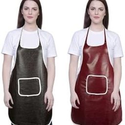 YAZLYN COLLECTION Rexine Waterproof Kitchen Apron Multi color With Front Pocket-Set Of 2-image-15