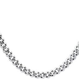 6mm Thickness Figaro Link with Lobster Clasp Silver Stainless Steel Chain for Men and Women-image-9