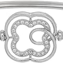 CZ Elegance Floral Motif White Zircons Bracelet-image-35