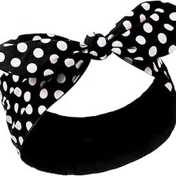 Costume Headband White Polka Dot Bandana Headband Wire Headband Retro Hairband Headwrap Hair Accessories for Women and Girls (Big Dots, Black)-image-34