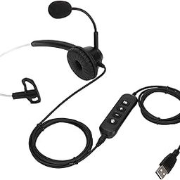 UniMarket® USB Headset, Single Ear Customer Service Headset, 3.5mm Jack Phone Headphone, Plug and Play, for Home, Office, Call Center, Telemarketing-image-3