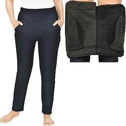 Women Warm Fleece Jeggings Pants for Winter High Rise Strechable Stylish Formal Casual Thermal Pocket Pants Color Navy - Size 3XL, Regular-picture-25