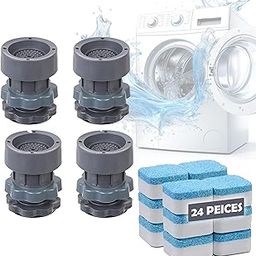 ESWUTA Washing Machine Anti Vibration Pads, Height Adjustment Anti Vibration Pads for Washing Machine Support (4 Pcs Set) with 24 Pcs Washing Maching Cleaning Tablets.-16