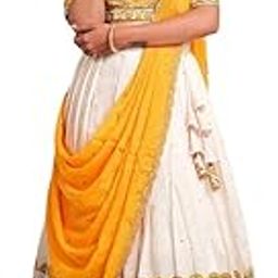 Cotton Lehenga Choli Set, Traditional Elephant Print, White and Red, for Wedding and Festival Wear-image-15