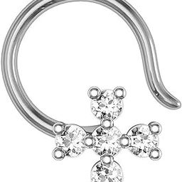 18k (750) White Gold and Diamond Nose Ring-image-47