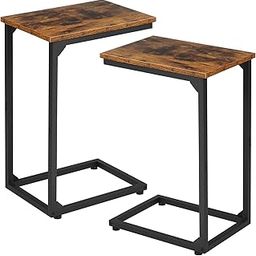 AMHANCIBLE C Shaped End Table Set of 2, Side Tables Living Room, C Table for Sofa, Couch Table, Snack Side Table for Bedroom, Rustic Brown-image-67