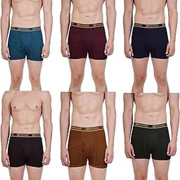Marlow Mens 100% Pure Combed Cotton Outer Elastic Plain Trunks (Pack of 6)-18