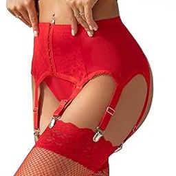 Plus Size Garter Belt for Thigh High Lace Garter Belt High Waisted with 6 Wide Straps Metal Clip-image-10