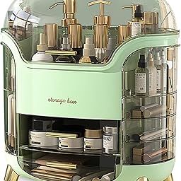 Gvnd Portable Light Luxury Series Multi-Function Make Up Case Dustproof Cosmetic Storage Box,Cosmetics Skin Care Products Jewelry Organizer Case Lipstick Box - Green (Green)-image-16