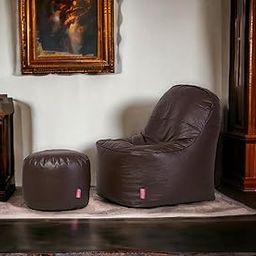 RnS Rest 'n' Sleep - Lounger Couch Bean Bag Cover Only 3XL Luxury Faux Leatherette Lounger Chair Cover Only with footrest Cover Only (3XL, Brown)-image-28