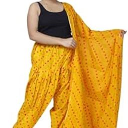 KHEEAA Fashion's Womens Cotton Bandhani(DOT) Printed Patiala Salwar with Matching Dupatta (Free Size) (Yellow)-image-39