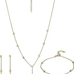 carlton london 18kt Gold Plated Lariat Necklace and Earring Gift Set-picture-1