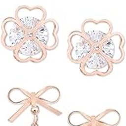 Set of 3 Rose Gold Contemporary Stud & Drop Earrings For Women-ZPFK12812-image-53