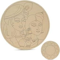 300Sparkles Pre Marked Radha Krishna Design Round MDF Board Laser Cutout Base Painting Board Art & Craft Home Decoration 10 x 10 Inch-image-96