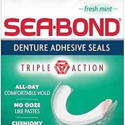 SEA-BOND Denture Adhesive Wafers Lowers Fresh Mint 30 Each (Pack of 4)-image-12