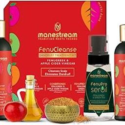 Manestream Fenucleanse Dandruff Treatment Kit, Ayurvedic Formula with Fenugreek & Apple Cider Vinegar for Oily & Dandruff Prone Scalp, Paraben & Sulfate Free - 300 ml-image-26