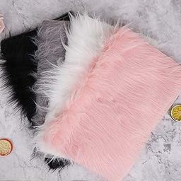 2PCS White Faux Dolls Jewelleries Displaying Background Product Photo Background & Luxury Photo Props, Great for Nail Art, Sheepskin Cushion Fluffy Area Rug (Grey 2PCS, 12X12)-image-3