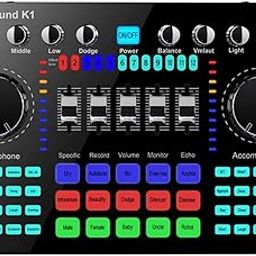CALIDAKA Bluetooth Mini Sound Mixer Board Live Sound Card for Live Streaming Voice Changer Sound Card with Sound Effects, Audio Mixer for Music Recording Karaoke Singing Broadcast-image-85
