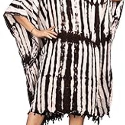 Hand Printed Cotton Women Beach Wear Cover-up Kaftan (Coffee)-image-27