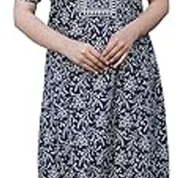 Pure Cotton Embroidery Nighty for Women's | Night Gown | Nighty | Nightdress | Maxi | Sleepwear | Jaipuri Nighty | Nighties | Gown-image-11