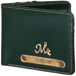 Customised Men's Leather Wallet - Personalized Leather Wallet for Mens - Customized Gifts for Men - Purse with Name & Charm - Name/Logo Printed on Wallet - Green-picture-9