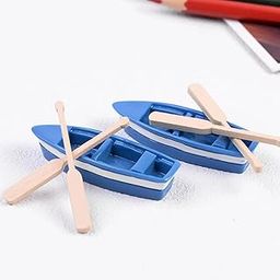 ascension Resin Blue Boat with 2 Paddles Bonsai Décor Dollhouse Fairy Garden Terrariums Landscaping Decoration Miniature Blue Boat for Car Dashboard Kids Room Decoration & Gifts (Pack of 2)-image-48