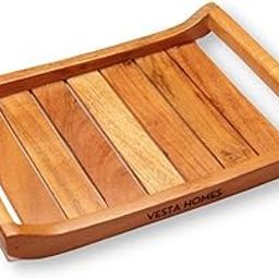 Vesta Homes Wooden Serving Tray For Home, Kitchen, Restaurant, Office Organizer, Dining Table | Premium Acacia Wood | 25 X 18 X 3.5 Cm | Handmade In India, Rectangular-image-98