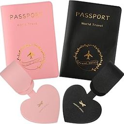 Passport Covers 2 Pieces, Pu Leather Passport Case with 2 Pieces Luggage Tags, Couples Passport Holder for Men and Women, Passport Wallet for Storing Passport Boarding Passes Credit Card-image-67