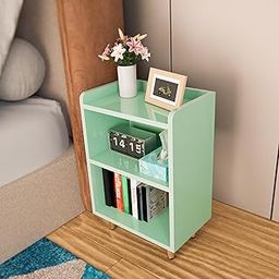 Modern Bedside Table with Open Storage – Mint Green Wooden Nightstand with 3-Tier Shelves, Compact End Table for Bedroom, Living Room, or Office – Multipurpose Side Table for Books, Décor & Essentials-image-24