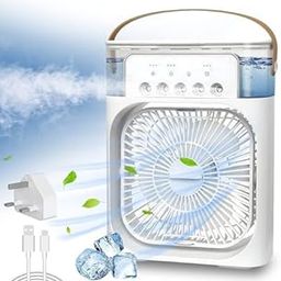 Ahuja International Mini Air Cooler, USB Desk Fan, Personal Evaporative Cooler with 7 Colors LED Light, 1/2/3 H Timer, 3 Wind Speeds and 3 Spray Modes for Office, Home, Travel-image-18