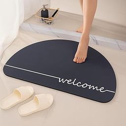 CYNFLEES Rubber Bath Mat, Anti-Skid Water Soaking Bathroom Rug Door,Floor mat, Soft Quick Dry Water Absorbent Mat for Home Office - Grey - 58x38 cm-image-38