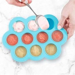BRUSHFINCH Baby Food Storage Container Silicone Freezer Tray With Lid, Food Grade, Perfect for Homemade Food, Fruit Puree, Vegetables, Breast Milk - 1pc. (Blue)-image-75