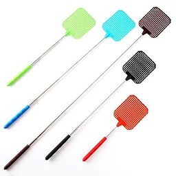 Generic Fly Swatter with Telescopic Steel Handle, Indoor Insect Killer for Mosquitoes, Flies and Cockroaches, Black, 1 Pack (02)-10