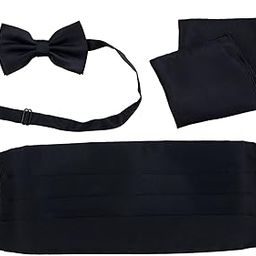 Cummerbund for Tuxedo, Pocket Square & Bow Tie and Tuxedo Belt for Men, Black Pocket Square Adjustable Formal Cummerbund Black Bow Night Suit Men Suit Accessories-image-24