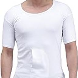 Men Innerwear 100% Cotton Regular Fit Half Sleeves White Vest-image-10