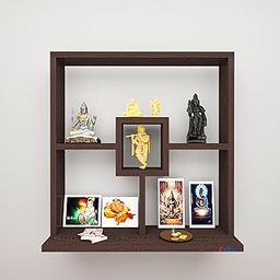 Anikaa Shelly Wall Mounted Hanging Puja Temple Shelf Stylish Wood God Stand for Pooja Room Mandir Stand for Temple (Wenge) D.I.Y-picture-13