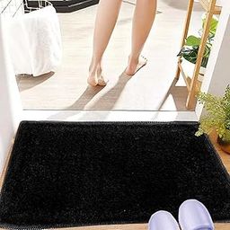 Zureni 35x50cm Rectangle Doormat Anti Skid and Dirt Resistant Soft Microfiber Floormat Quick Dry Absorbent Indoor Outdoor Rug for Bedroom Kitchen Bathroom Office Floor Entrance (1Pc, Black)-picture-25