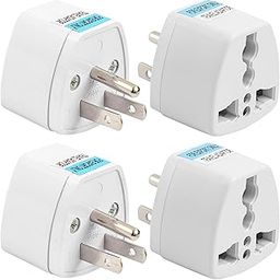 Hi-Plasst India to USA Type B Plug Adapter (Pack of 4) Universal Travel Adapter for US, Canada, Mexico, Japan, Thailand | Converter for Indian Plugs for Laptop, Camera, Chargers (10A 250V)-25