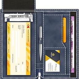 FEDUS Cheque Book Holder, Vegan Leather Expanding Handmade Multiple Cheque Book Holder for Cards, Women/Men Cheque Book Wallet, Traveling Wallets, Checkbook Holder, Documents Holder (Blueberry)-image-3