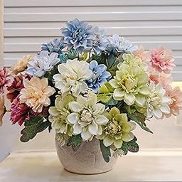 ARTSY® Artificial Flowers for Decoration Chrysanthemum Flower Bunch for vase/Pot, Home/Office Decor, Gift, Craft, Without vase, Combo, Pack of 4 Pieces, 7 Branches Each, 35 cm Height, Assorted-image-13