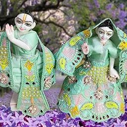 Partish Radha Krishna Heavy Dress | Poshak for Yugal Jodi | Radhe Krishna Ji Poshak (Green, Dress Size 4 Inches for 6 & 7 Inches Idol.)-image-94