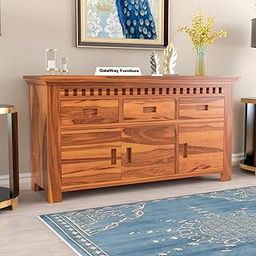 Sheesham Wooden Chest Of Drawer With 3 Drawer & 3 Door Storage For Living Room Storage - Solid Wood Chest Of Drawers Wooden Drawer Cabinet For Bedroom Home Decor (Baris Honey Finish)-image-11