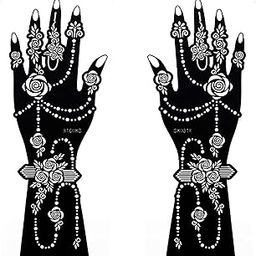 IVANA'S Premium Collection Large Heena Mehandi Tatto Stencil Set | Full Hand Arabian Design | Arabian Collection Hand Forearm Body Paint | Body Art | Heena Temporary Tatto for Girls & Women - (FD-19)-31